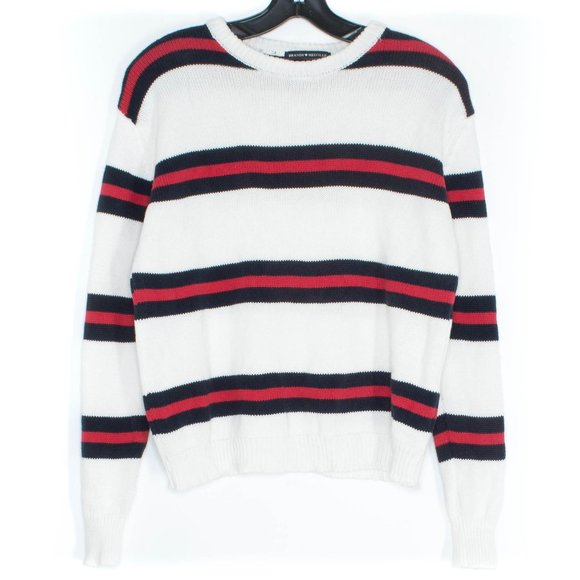 Brandy Melville Sweaters - Brandy Melville Womens Sweater Stripe Long Sleeve Crewneck White Red Size Large
